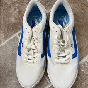 Vans White and Blue Athletic Shoes